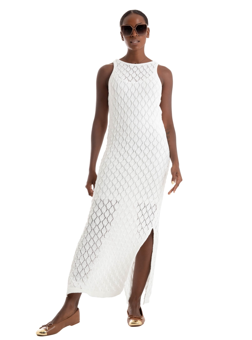 Vero Moda Evelyn Crochet 7/8 Dress - White