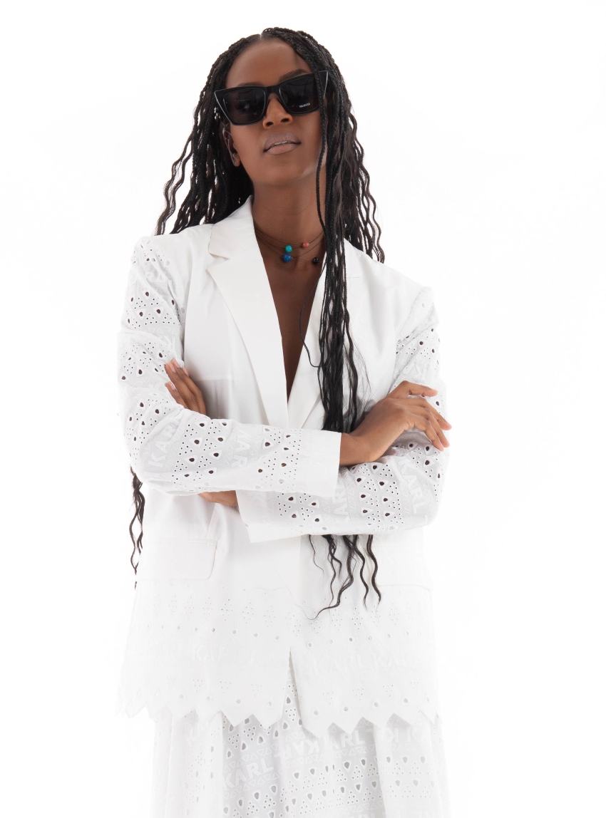 Karl Lagerfeld Embroidery Blazer - White