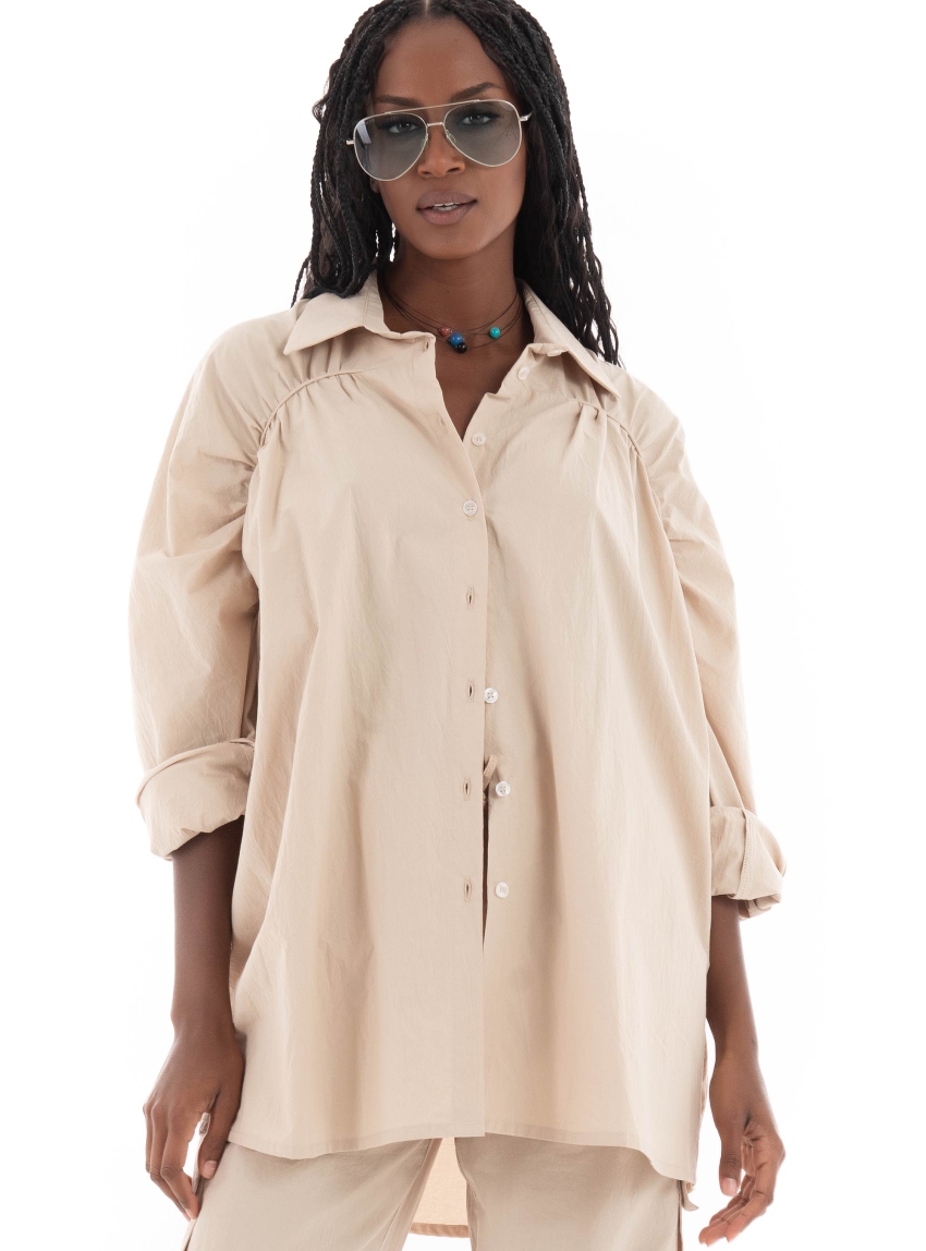 Black & Black Shirt - Beige