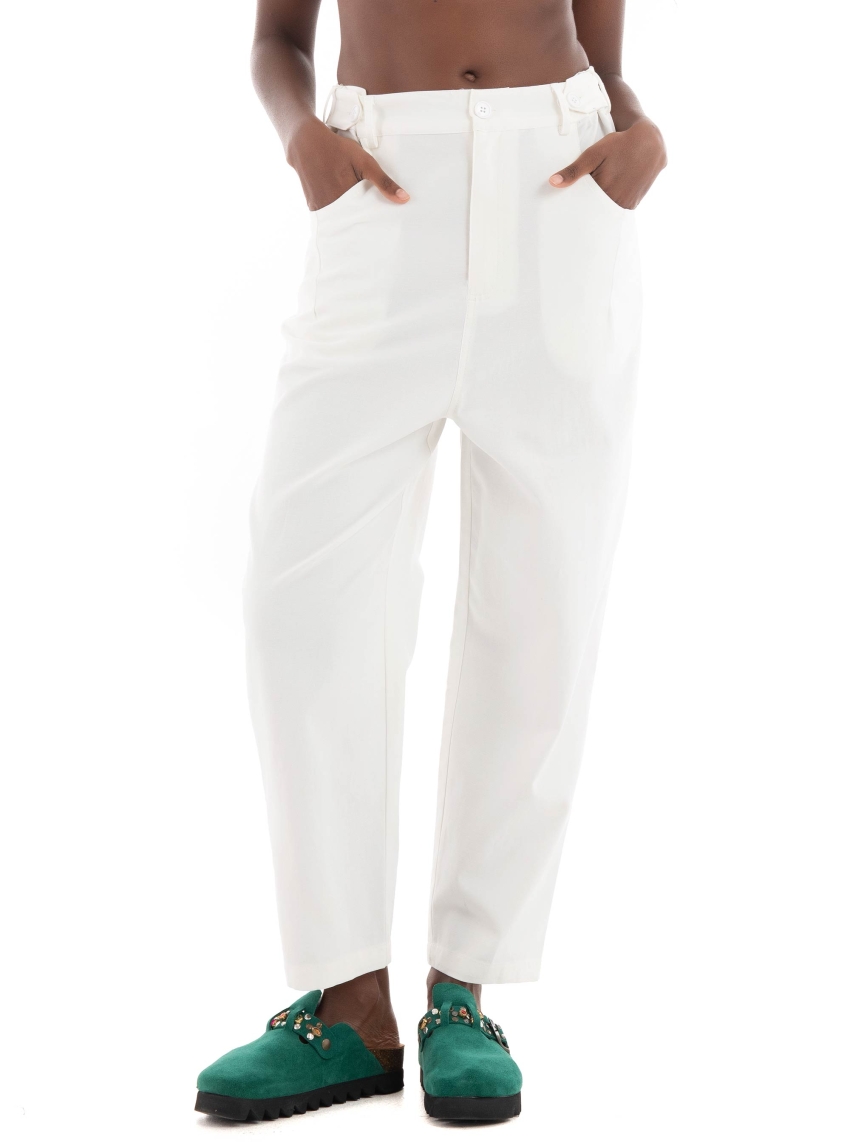 Black & Black Pants - White