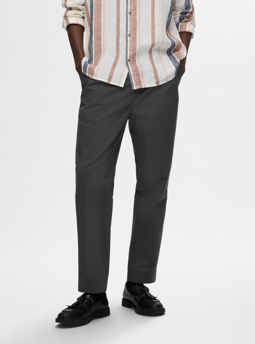 Selected 180-Relaxed Crop Adam Pleated Pants - Black