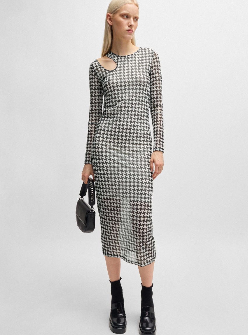 HUGO Cut Out Mesh Dress Nalusia - Black