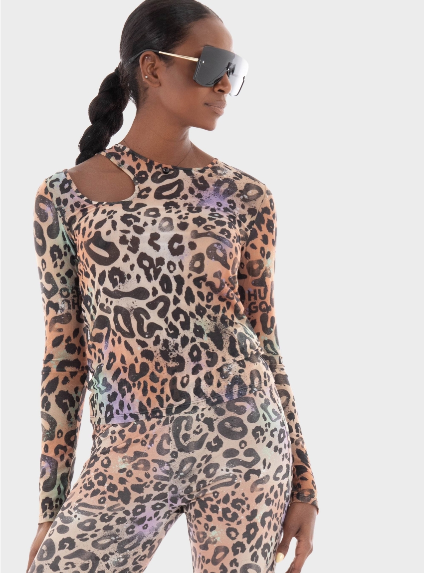HUGO Cut Out Mesh Top Damecia - Multi Colors