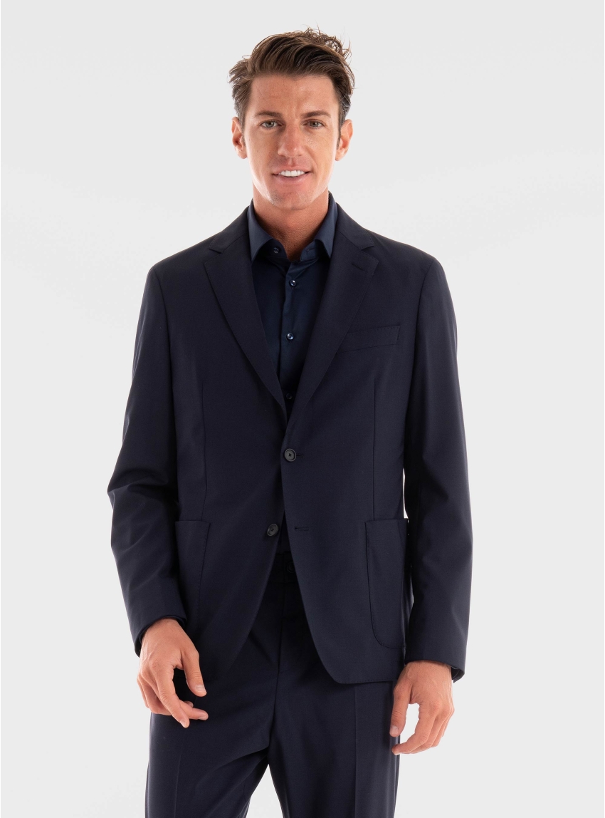 BOSS Sim Fit Performance Stretch Wool Blazer P-Hanry-MDL-WG-243 - Dark Blue
