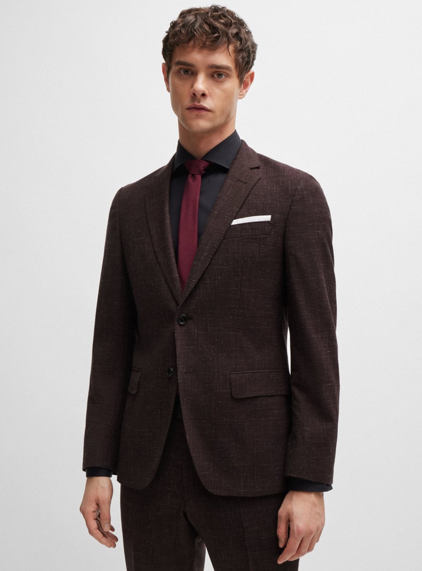 BOSS Slim Fit Virgin Wool Blazer H-Hutson-224 - Bordeaux