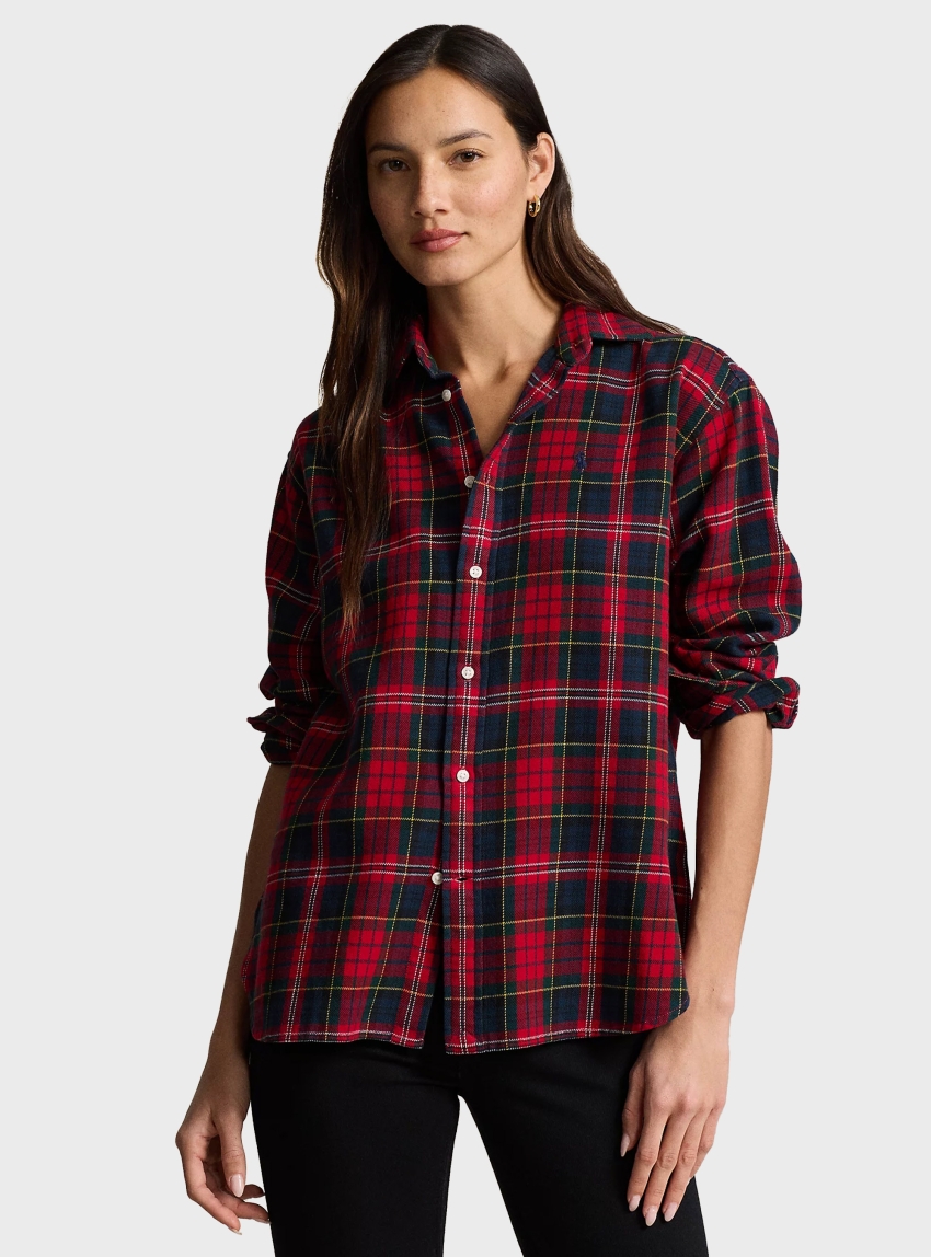 Polo Ralph Lauren Relaxed Fit Plaid Cotton Shirt - Red