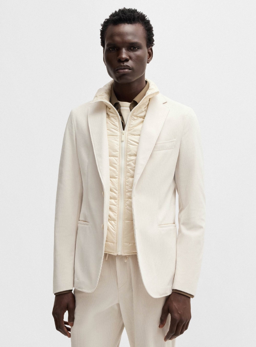 BOSS Slim Fit Blazer P-Hanry-Bib-N-244 - Ecru