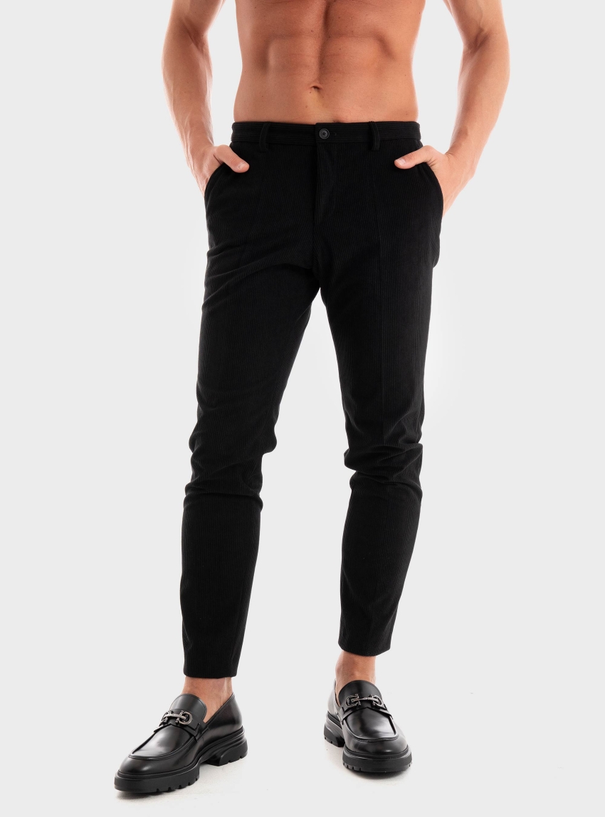 BOSS Performance Stretch Corduroy Slim Fit Trousers P-Genius-CW-WG-244 - Black