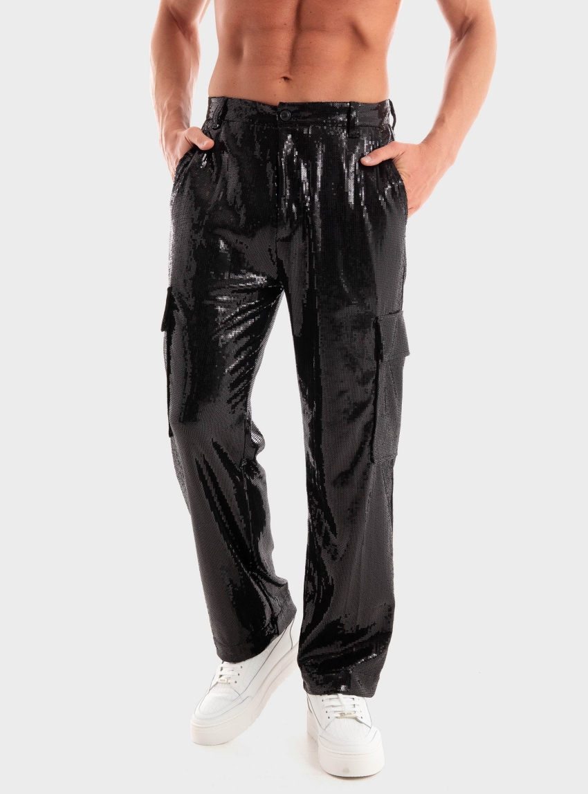 HUGO Regular Fit Sequins Trousers Grady244 - Black