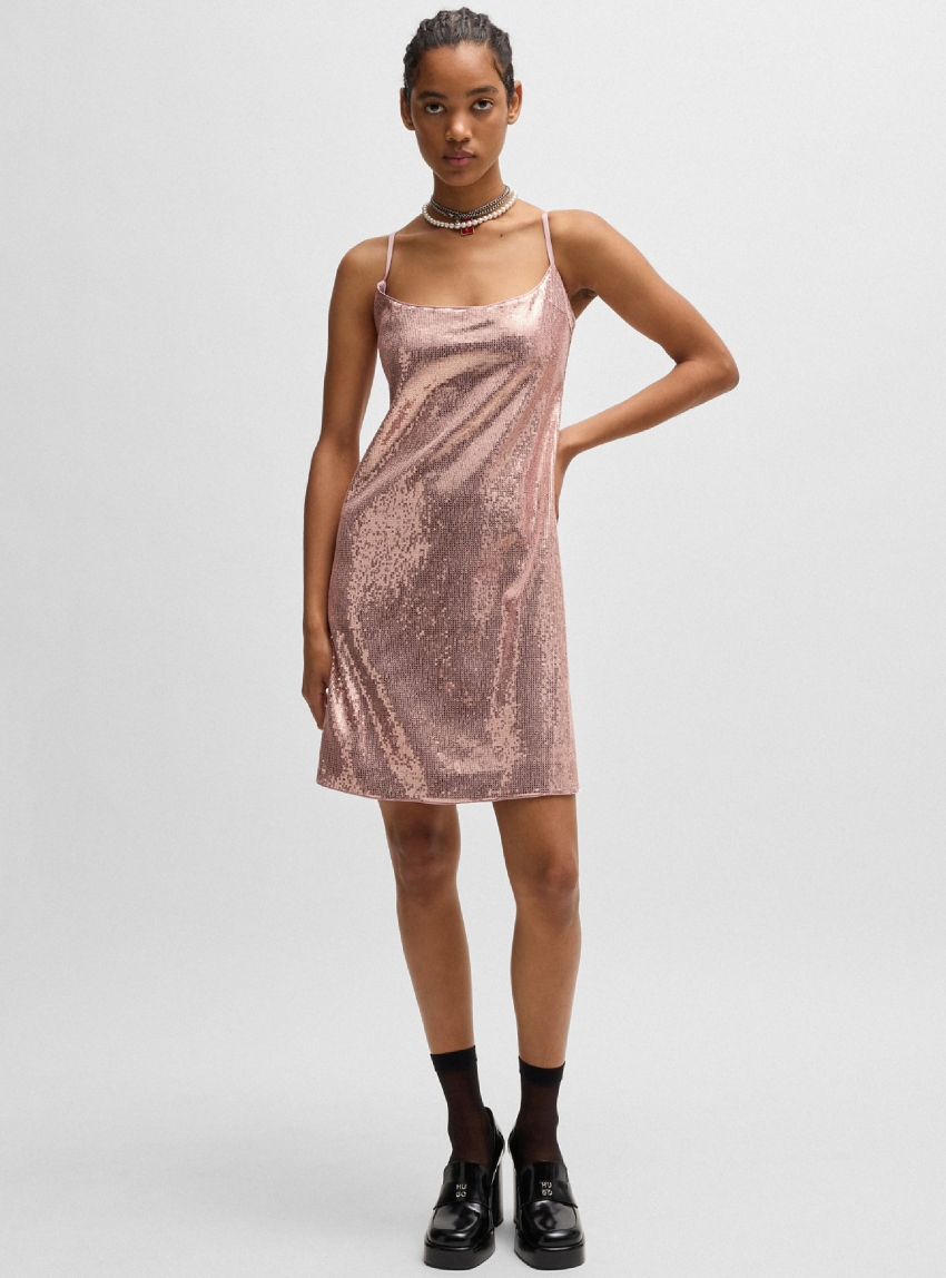 HUGO Sequin Slim Fit Dress Kametta-1 - Pink