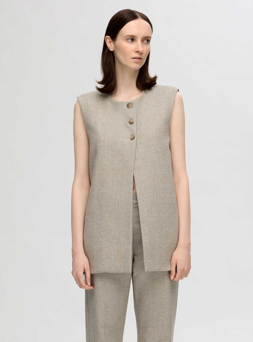 Selected Vivie Vest - Light Beige