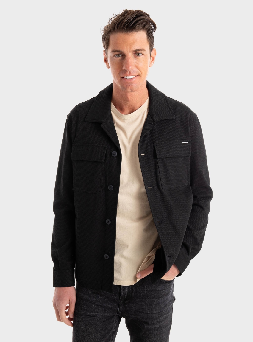 Antony Morato Oslo Straigth Fit In Stretch Twill Cotton Overshirt - Black