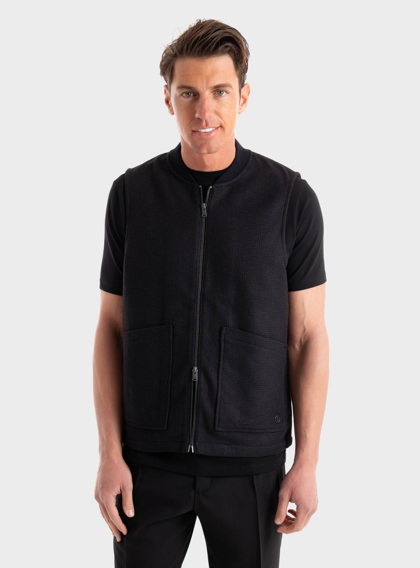 Dstrezzed Nils Sleeveless Bomber Vest Pied-De-Poule - Blue