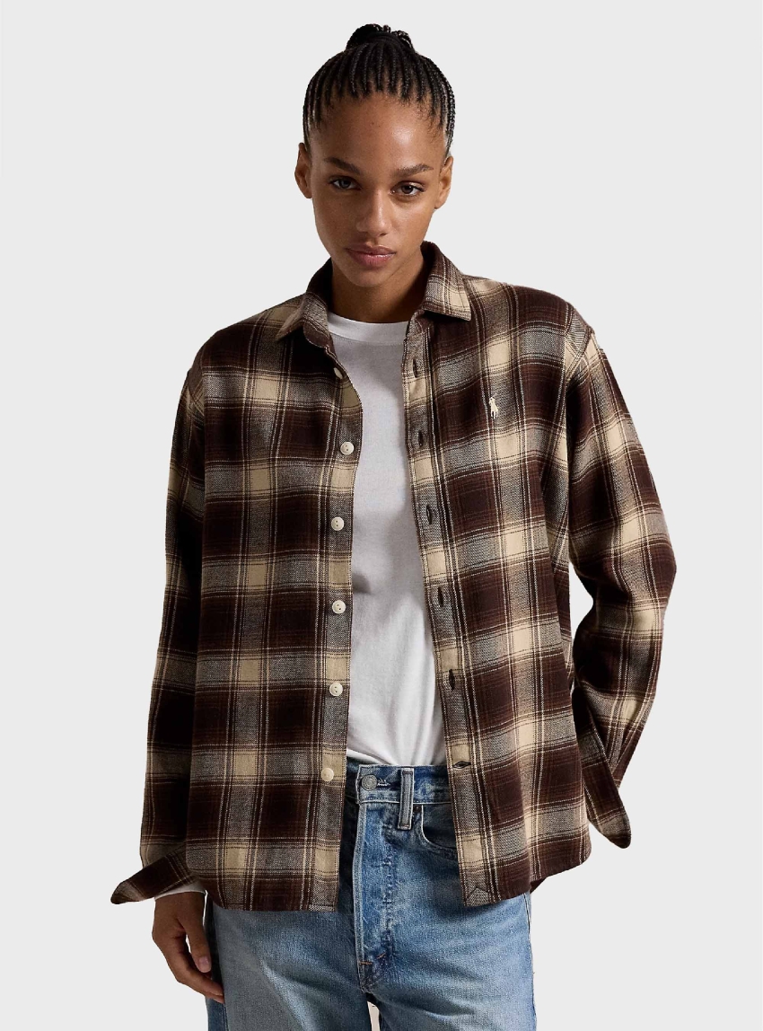 Polo Ralph Lauren Relaxed Fit Plaid Cotton Shirt - Brown