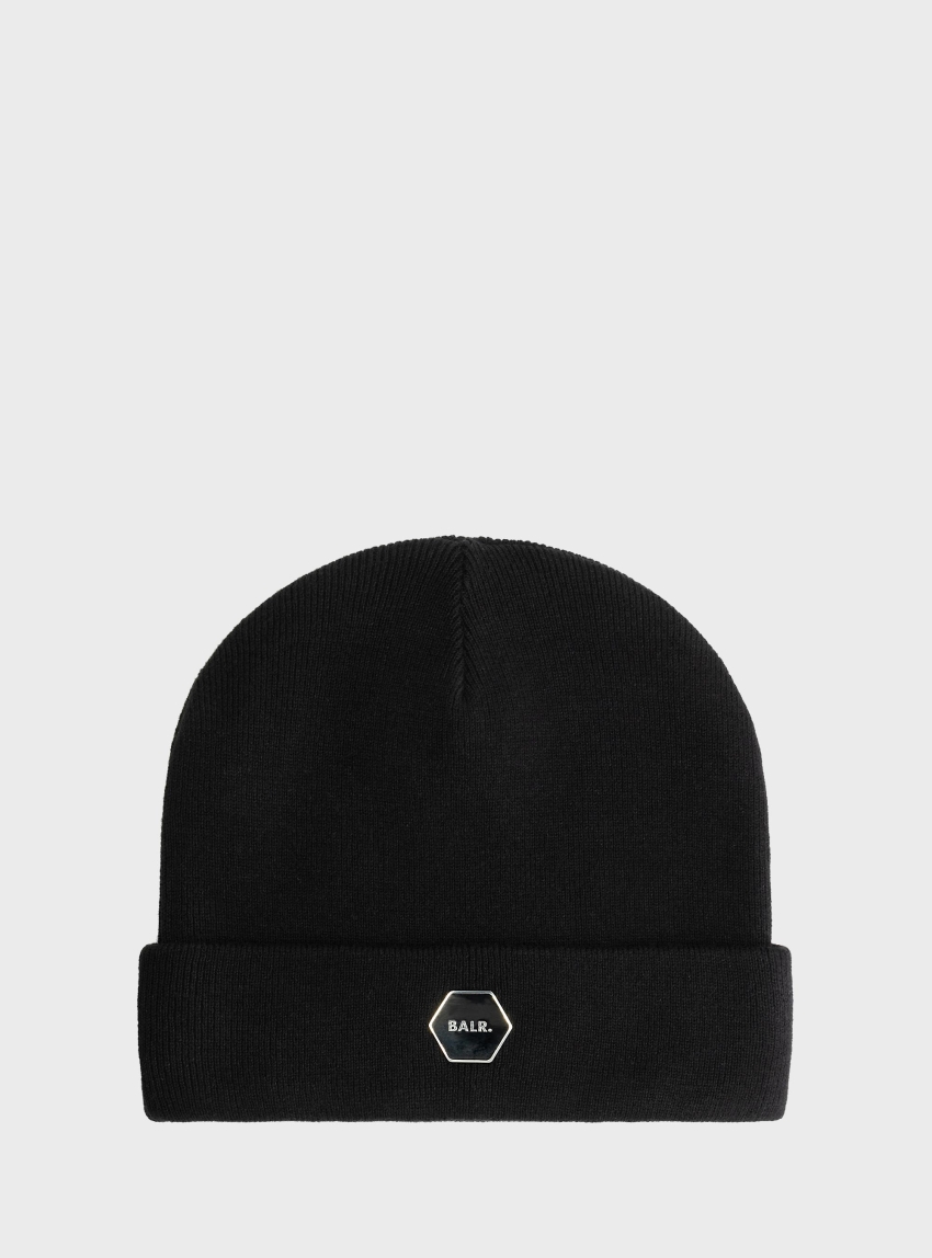 BALR. Hexline Badge Beanie Jet Black - Jet Black