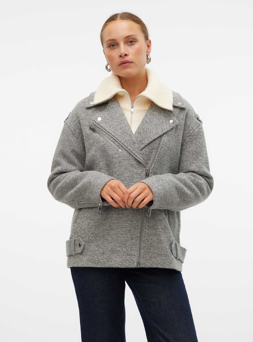 Vero Moda Rinnamadison Wool Jacket - Light Grey Melange