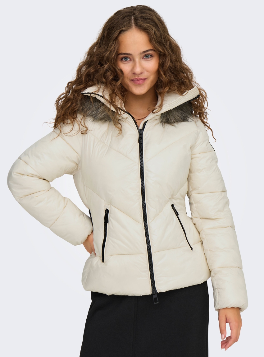 Only Fever Short Puffer Jacket - Ecru