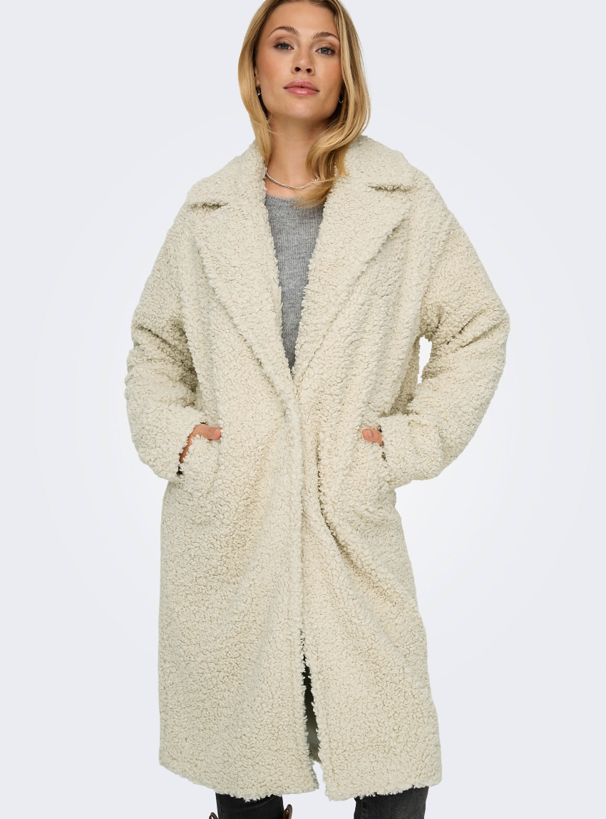 Only Catalina Shaggy Coat - Ecru