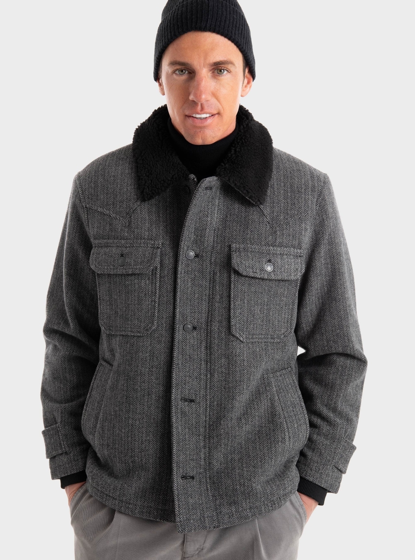 Superdry Wool Chore Jacket - Charcoal