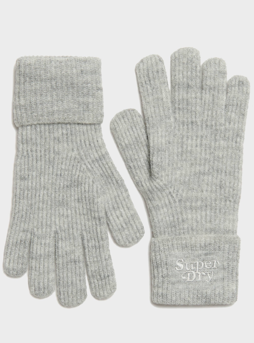 Superdry Soft Rib Knit Gloves - Light Grey Melange