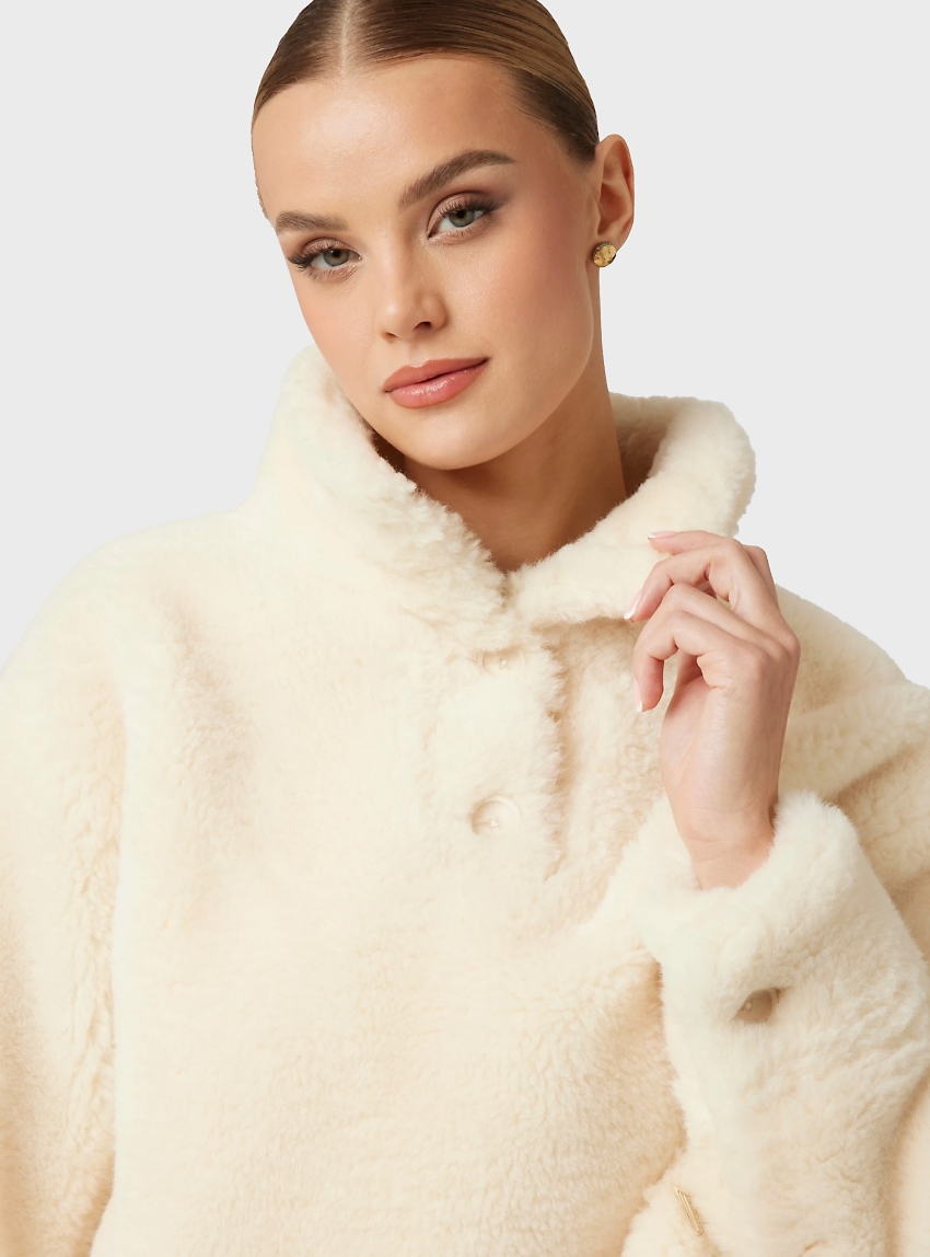 Guess Midge Sherpa Anorak - Off White