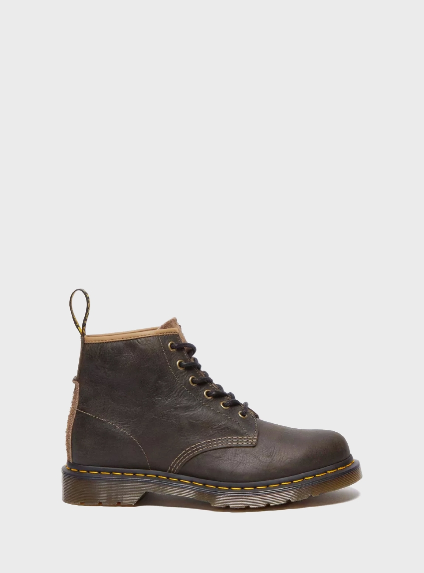 Dr Martens 101 Long Napped Suede Ankle Boots - Dark Khaki
