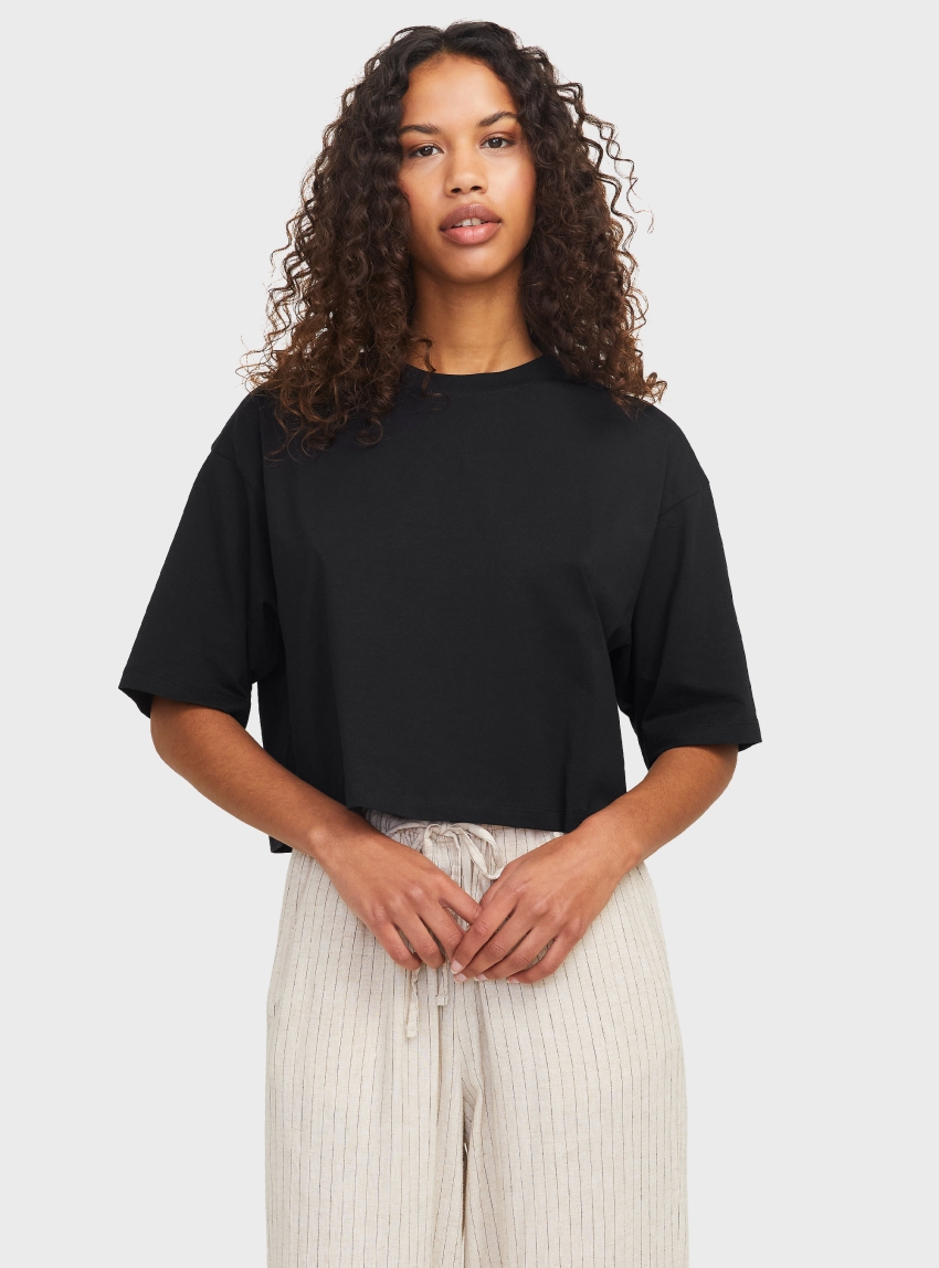 JJXX Andrea Loose Cropped Tee - Black