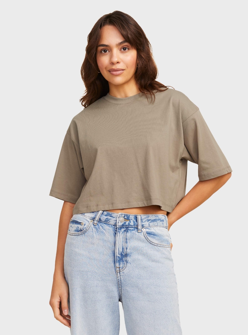 JJXX Andrea Loose Cropped Tee - Beige