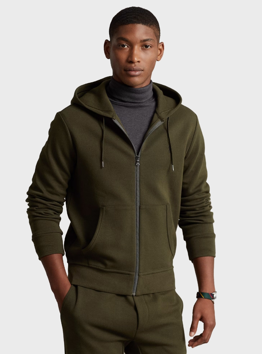 Polo Ralph Lauren Double-Knit Full-Zip Hoodie - Olive 