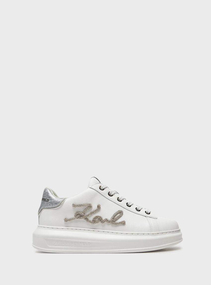 Karl Lagerfeld Kapri Signia Rhinestone Low Top Sneakers - White