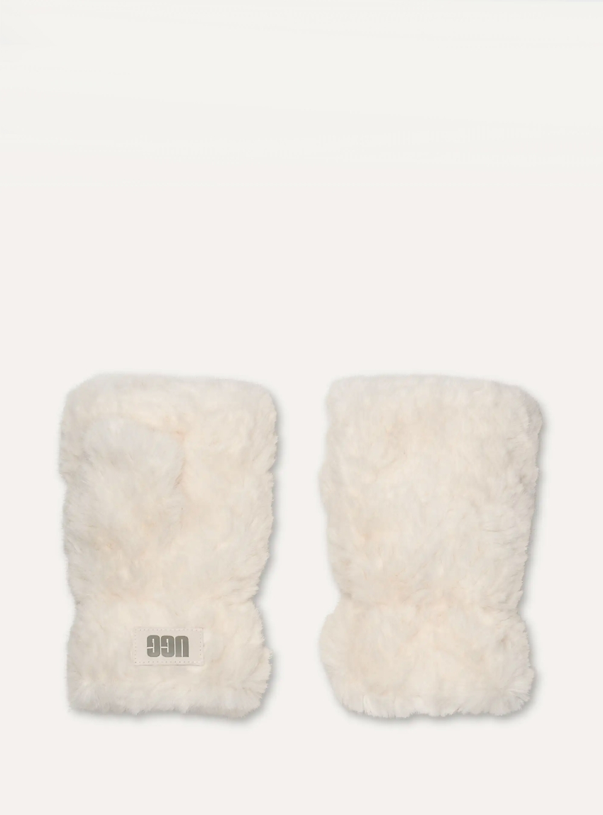 UGG W FAUX FUR FINGERLESS GLOVE - Off White