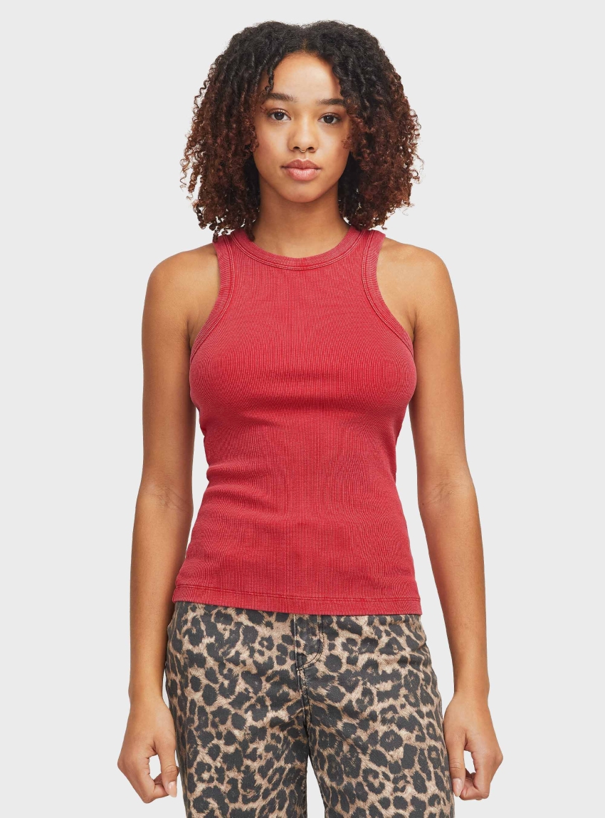 JJXX Forest Washed Rib Top - Red