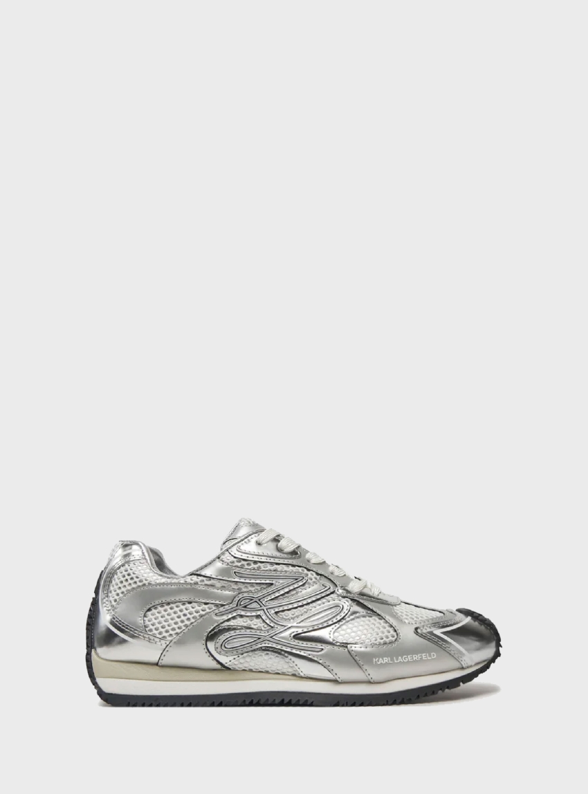 Karl Lagerfeld Velocette Autograph Overlay Sneakers - Silver