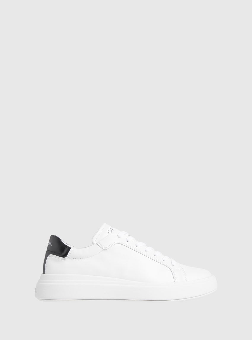Calvin Klein Low Top Lace Up Leather Sneakers - White