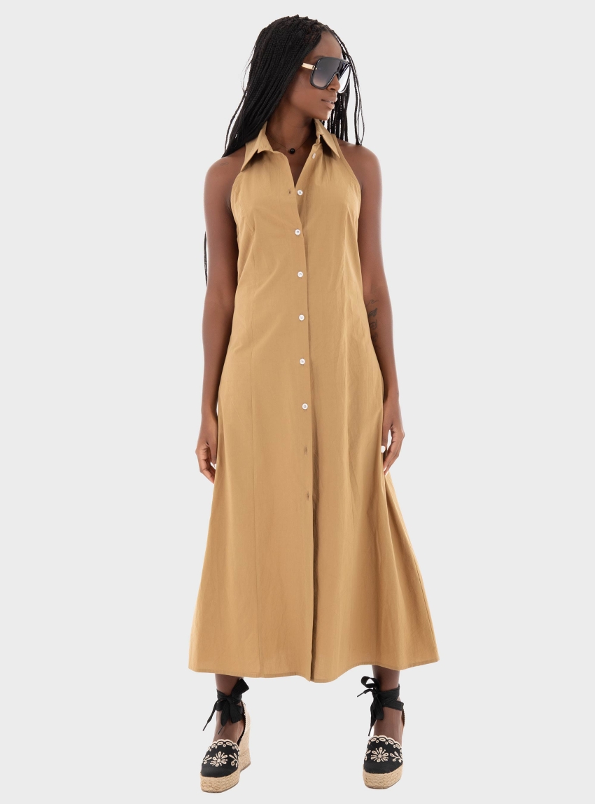 Black & Black  Shirt Dress - Camel