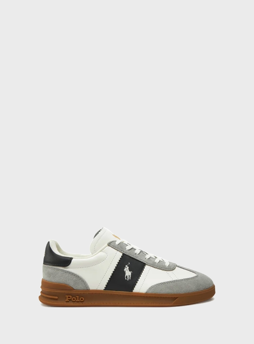 Polo Ralph Lauren Heritage Aera Leather-Suede Trainers - White