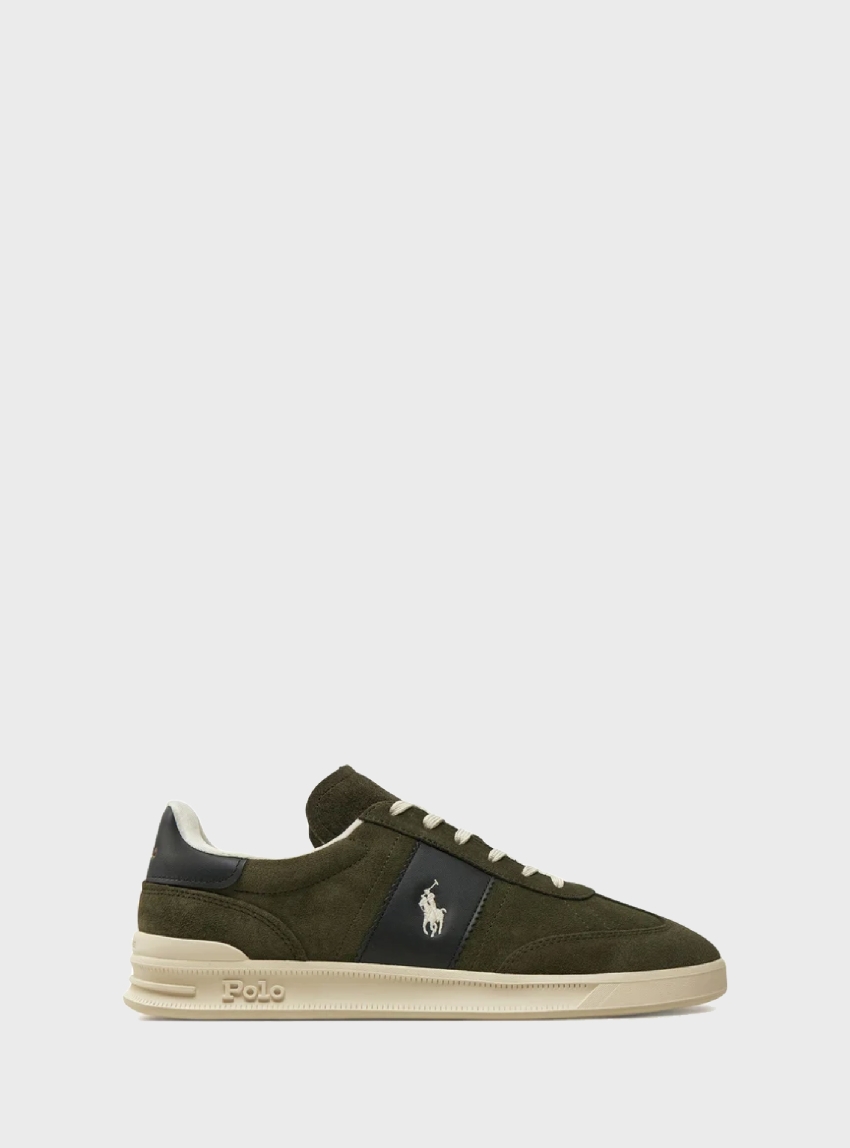 Polo Ralph Lauren Heritage Aera Suede Trainers - Olive