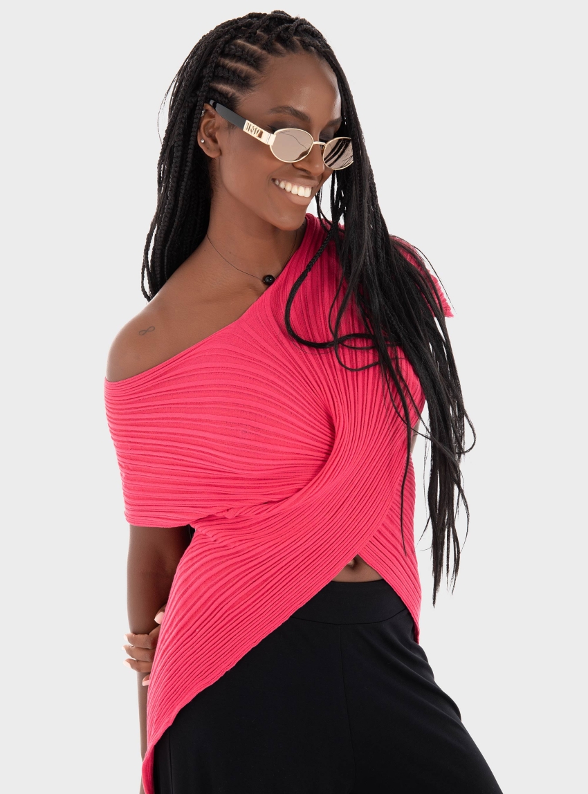 Ioanna Kourbela 'Seashells' Crossed Top - Hot Pink