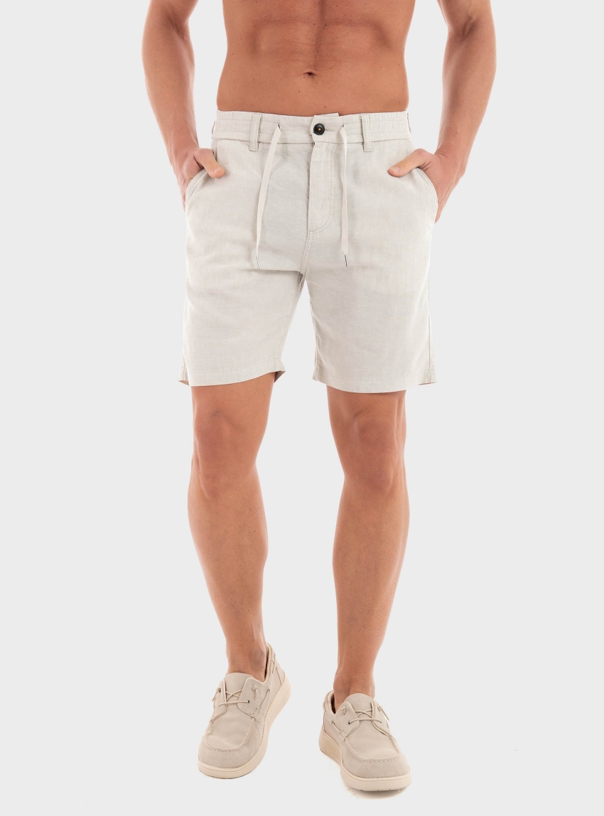 BOSS Linen Blend Tapered Fit Shorts Chino-Tapered-DS-2-S - Light Beige