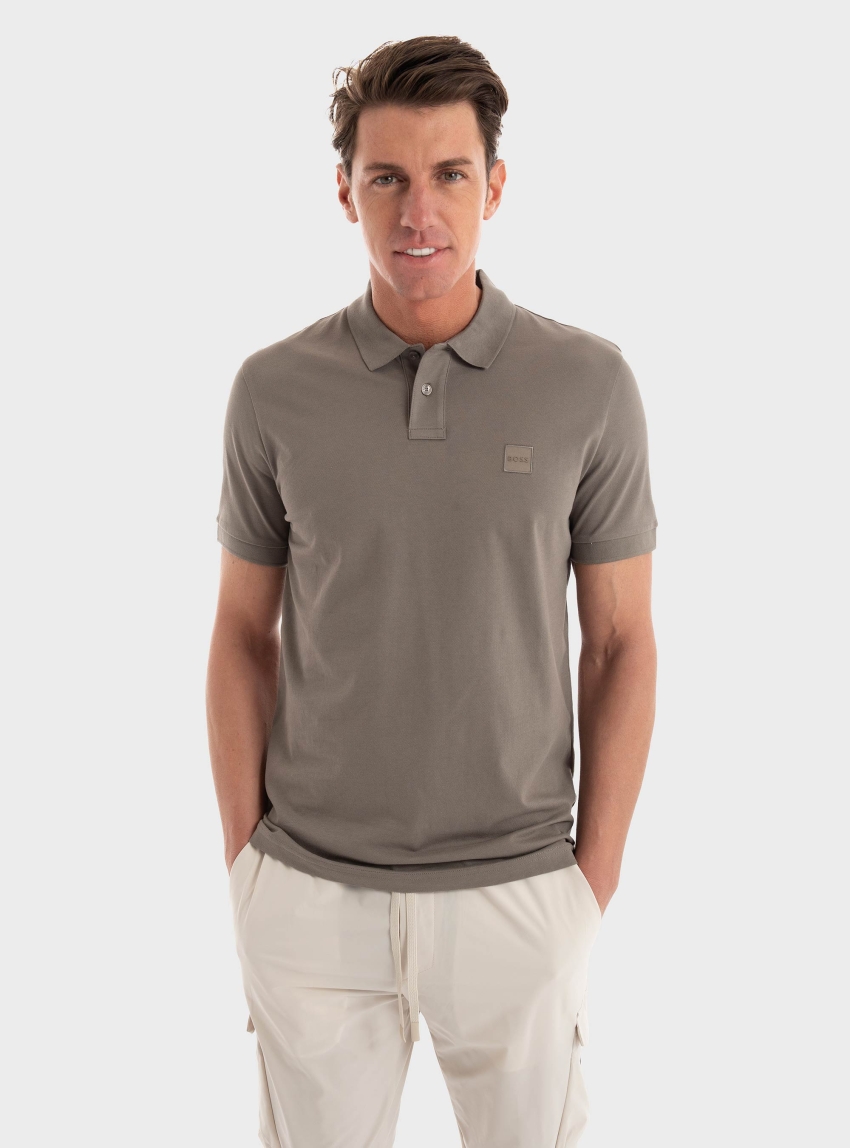 BOSS Slim-Fit Logo Patch Polo Shirt Passenger - Brown