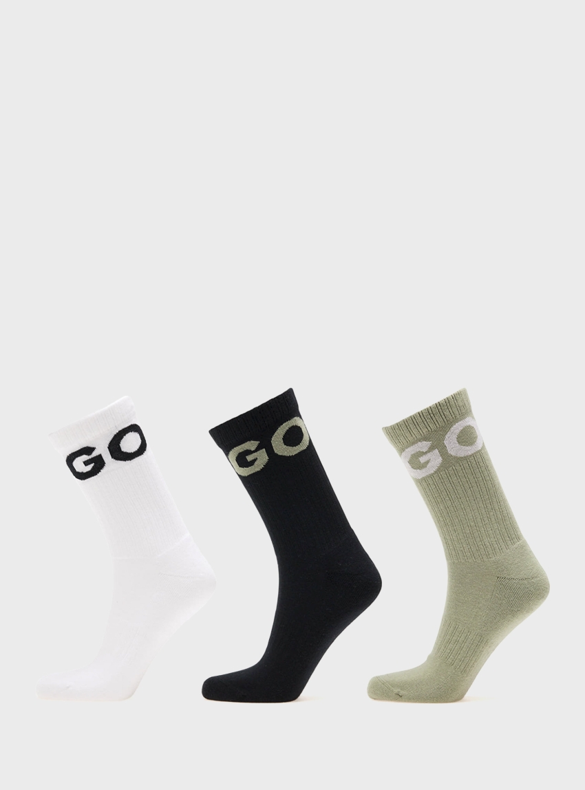 HUGO Three Pack Socks 3P QS ICONIC CC - Light Olive