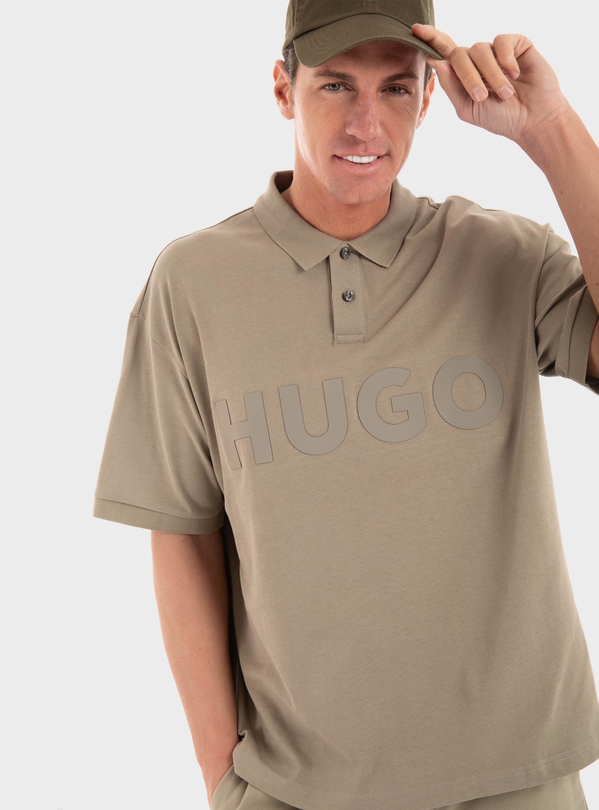 HUGO Relaxed Fit Polo Shirt Doniee - Dark Beige