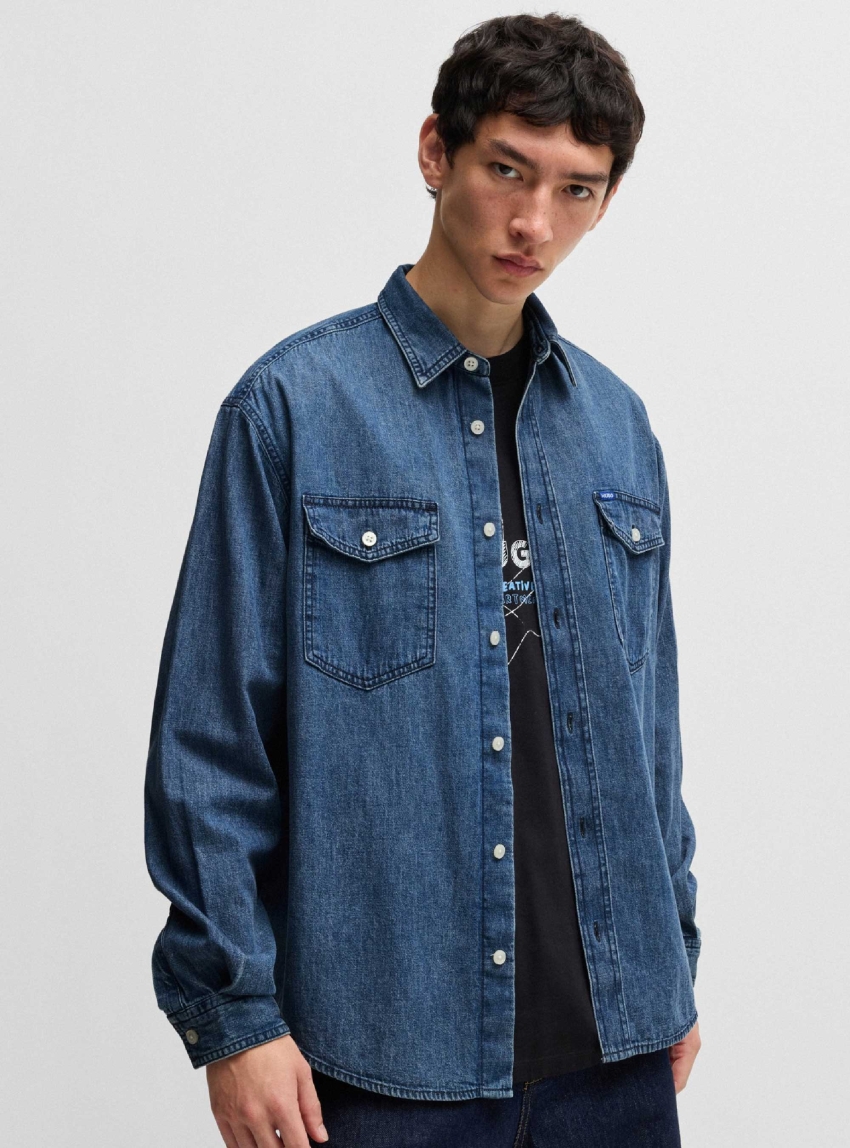HUGO Relaxed Fit Shirt Ebino - Dark Aged Denim