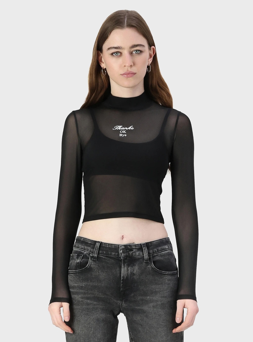 HUGO Stretch Mesh Slim Fit Top Dasori_B_1 - Black