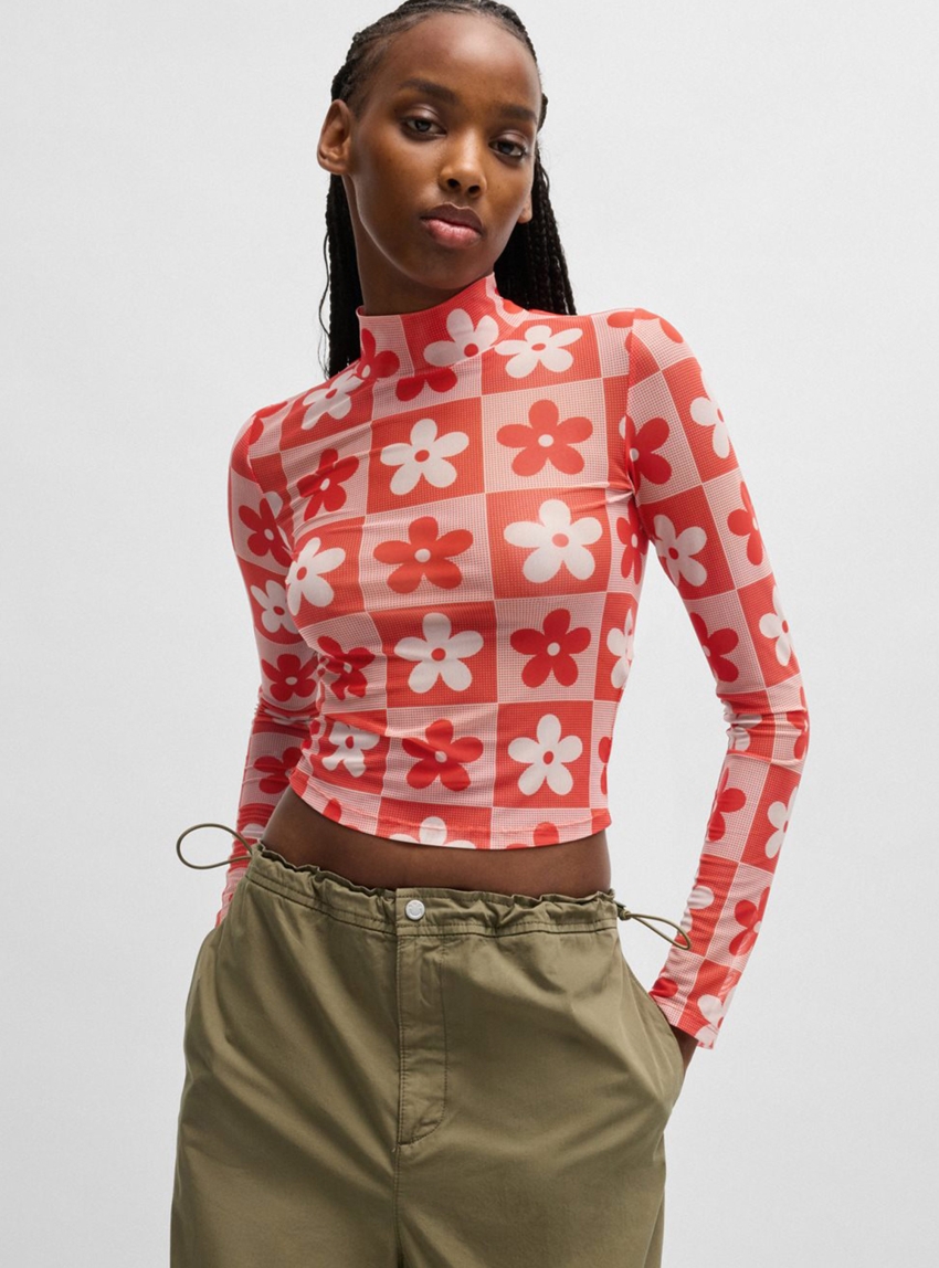 HUGO Stretch Mesh Slim Fit Top Dasori_B_1 - Orange