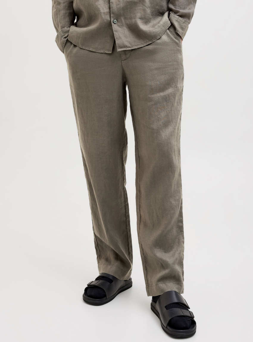 Jack & Jones Karl Lawrence Linen Chinos - Khaki