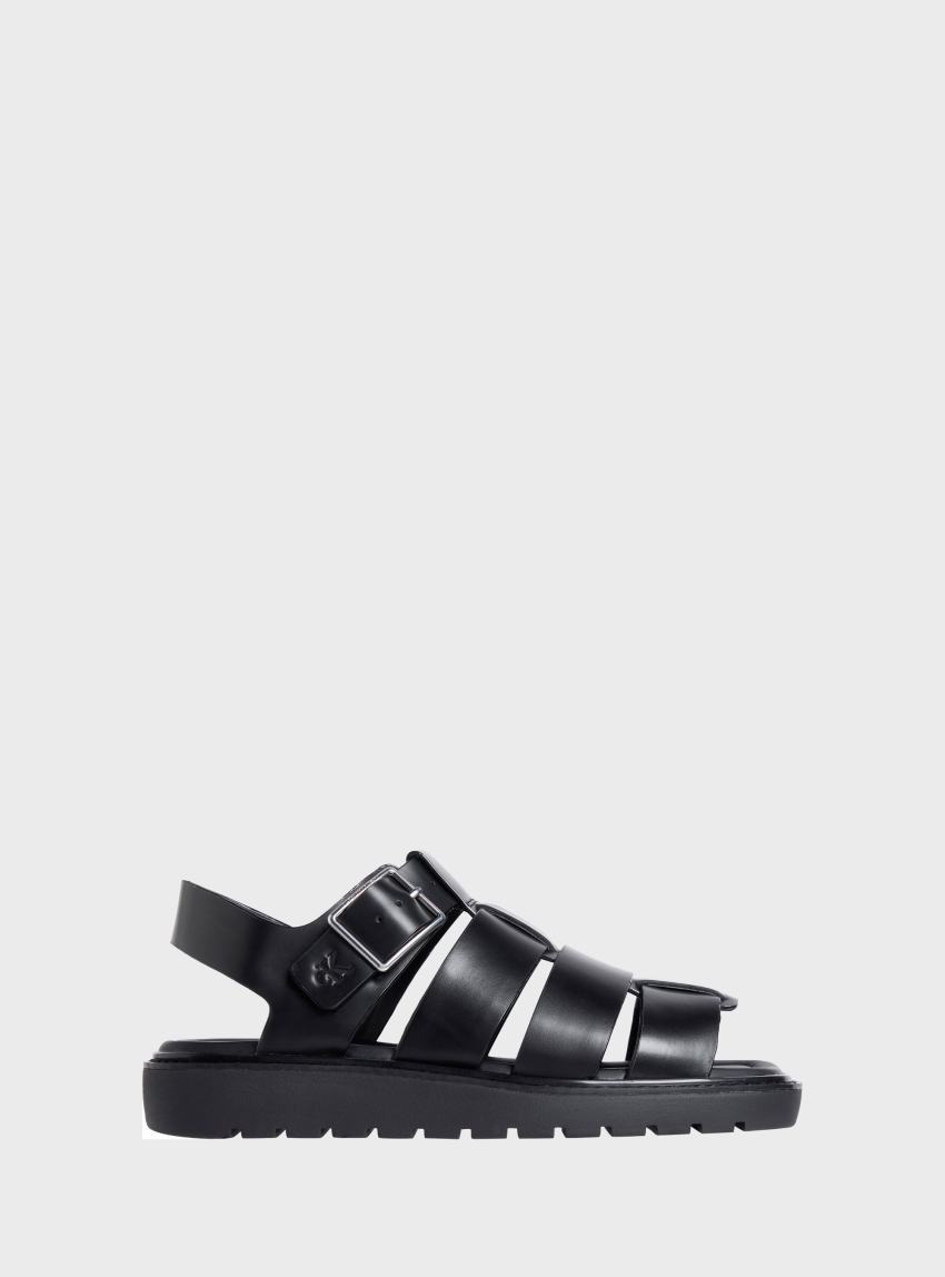 Calvin Klein Leather Fisherman Sandals - Black