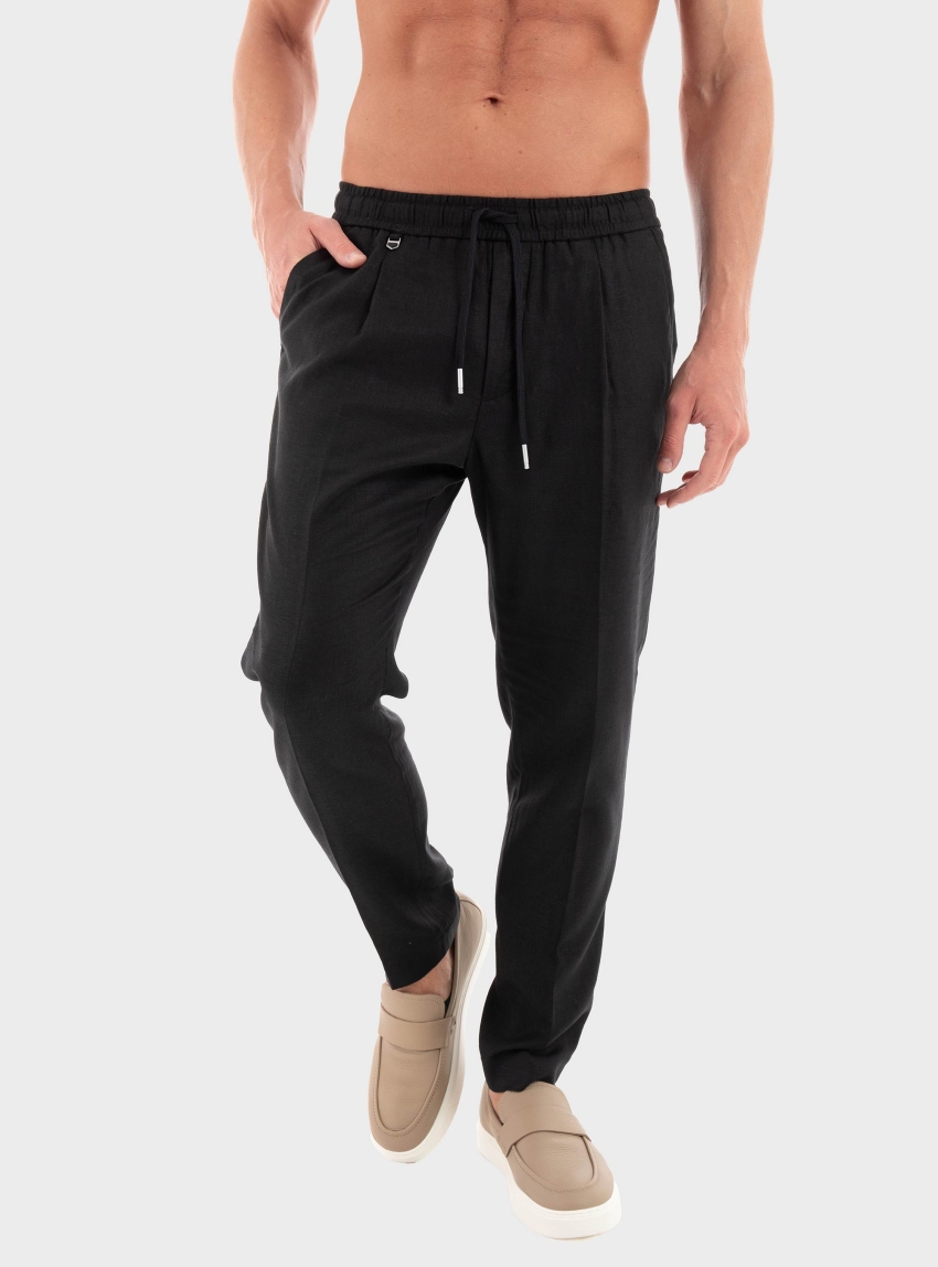 Antony Morato Neil Regular Fit Linen Blend Trousers - Black