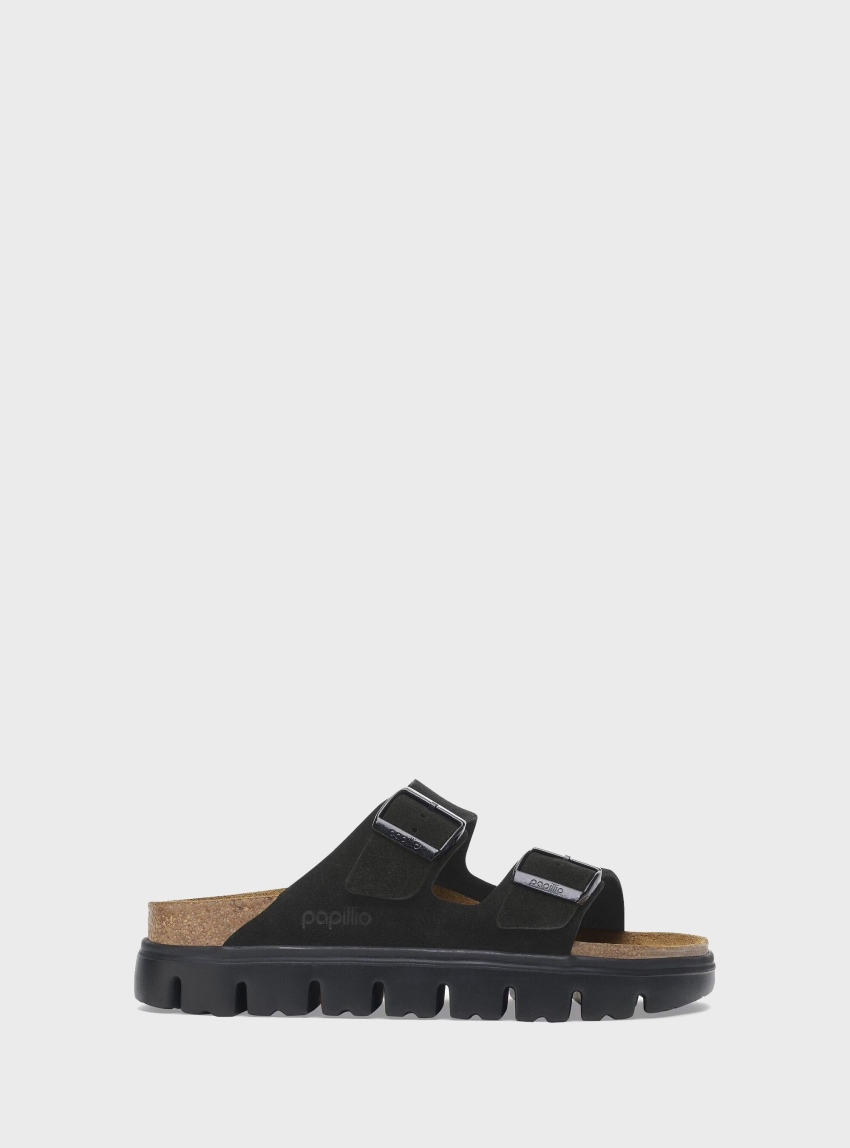 Birkenstock X Papillio Arizona Platform Suede Narrow Fit Sandals - Black