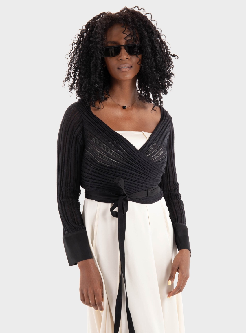 Ioanna Kourbela " TheTime Is Now" Cardigan  - Black